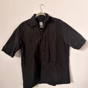 Men's Black Button-Up Shirt Jacket Sage de Cret Cotton